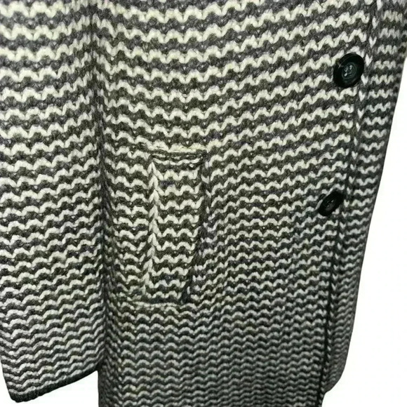 Long Wool Duster Cocogio Sweater Italian Gray Off-White Med button - Picture 4 of 10